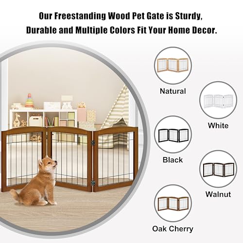 3 Panel Freestanding Foldable Wooden Dog Gate