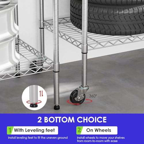 6 Tier Wire Shelf with Wheels