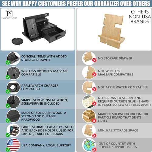 Wood Phone Docking Station with Drawer