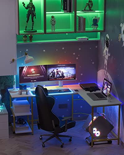 Reversible L Shaped Desk with Shelves