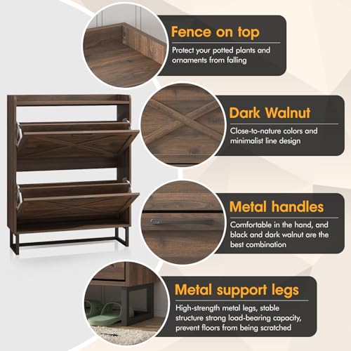 Shoe Storage Cabinet with 2 Flip Drawers