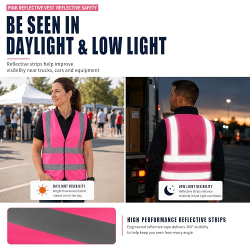 Company Logo Pink Reflective Work Vest