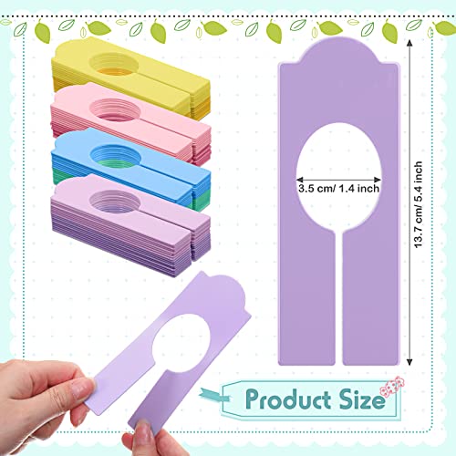 64 Pcs Hanging Closet Size Dividers Clothing Plastic Rack Dividers Rectangular Reusable Closet Labels Separators for Clothing Racks Retail Garment Organizer