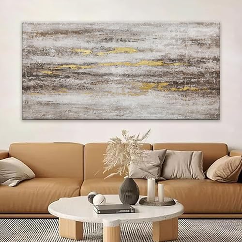 Brown Grey Abstract Canvas Wall Art Decor For Living Room