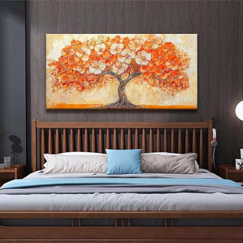 Canvas Art Wall Decor Orange Tree Abstract Wall Art For Living Room Picture Modern Landscape Abstract Art Painting Home Wall Decor 24" X 48" Bedroom Office Artwork