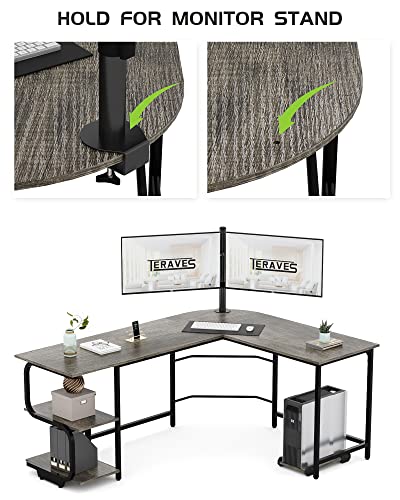 Reversible L Shaped Desk with Shelves