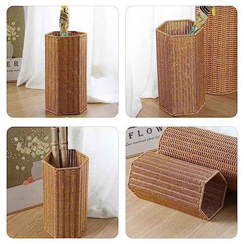 Woven Umbrella Stand for Entryway Freestanding Umbrella Holder Basket Storage Rack Tall Floor Woven Bucket Flower Vase for Canes Walking Sticks Organizer