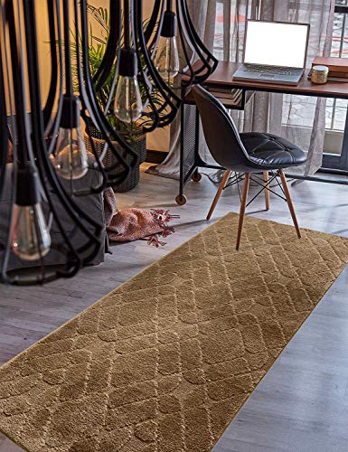 Custom Size Hallway Runner Rug Trellis Brown Color 31 inch Wide Select Your Length Non