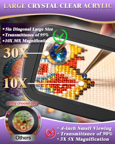 10X 30X Magnifying Glass with Light and Stand