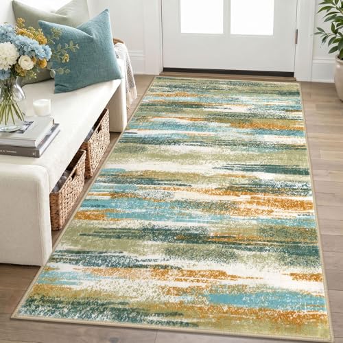 Washable Abstract Rugs for Entryway 3x5 Area Rug Non Slip Door Mat (15 Sq Ft)