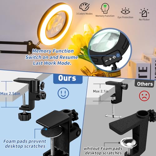 30X & 12X Ultra Long Magnifying Glass with Light and Clamp