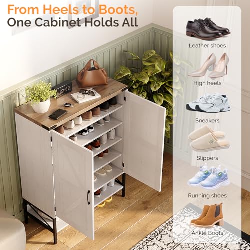 Farmhouse Shoe Cabinet for Entryway