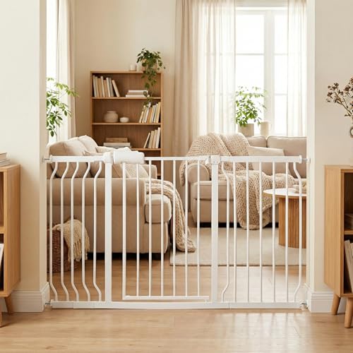 43.5 57.5 Inch Baby Gate Extra Wide Dog Gate for Stairs Doorways