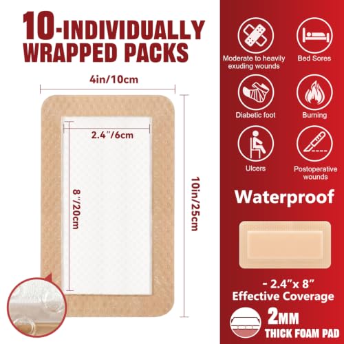 Silicone Foam Dressing 4” x 10” (10 Count)