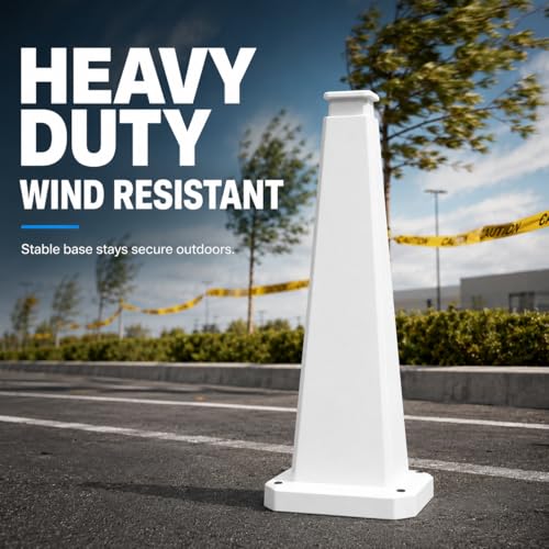3 Pack 36" Bright White Traffic Safety Cones with Weighted Base