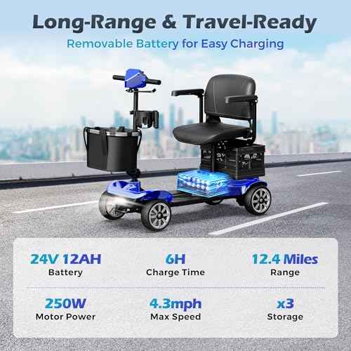 Foldable 4 Wheel Mobility Scooter for Adults