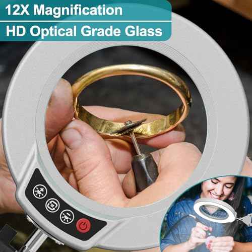 12X Magnifying Glass with Light and Stand
