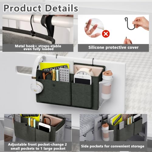 Bedside Caddy Bedside Storage Hanging Organizer for Bunk Dorm Bed Rail