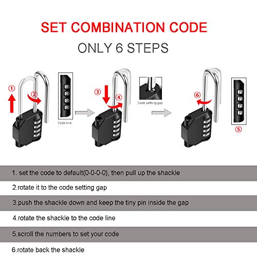 2 Pack disecu 2.6 Inch Long Shackle Combination Lock (2 Count)