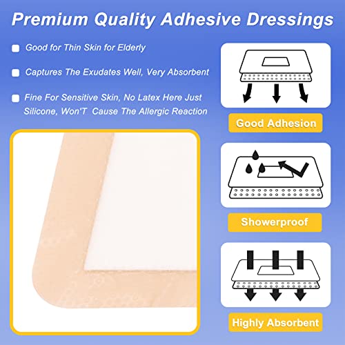 Silicone Foam Dressing 5“x5 10 Pcs (10 Count)