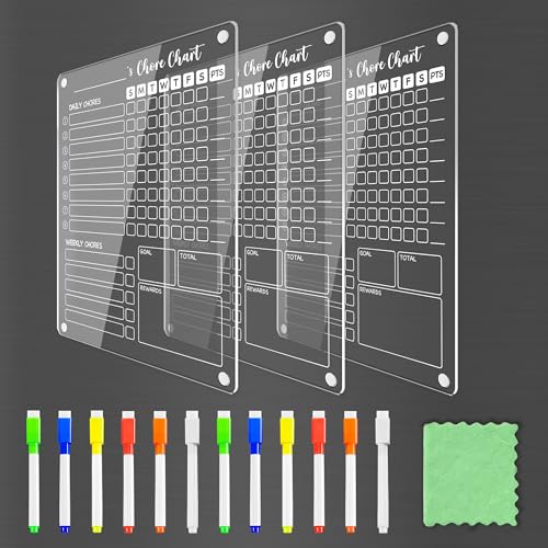 Acrylic Magnetic Chore Chart for Kids (3 Count)