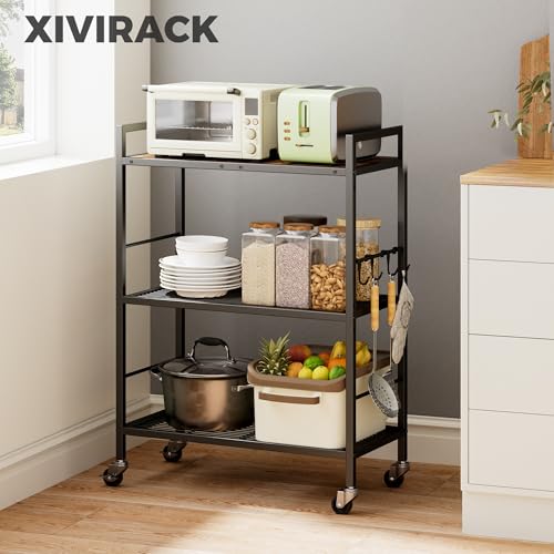3 Tier Metal Storage Rack with Industrial Wheels