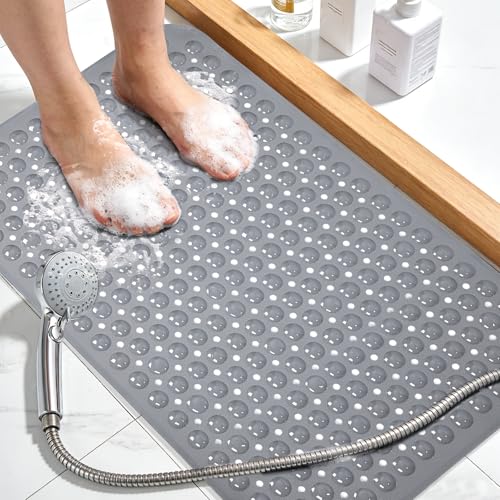 Large Shower Mat Bathtub Mat Bath Mat Non Slip Gray 21.5"x33.5"
