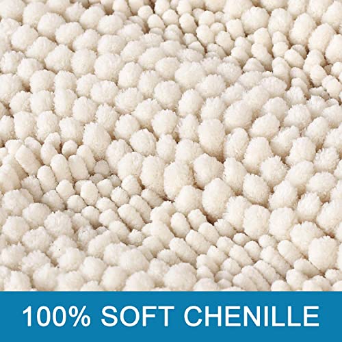 Bathroom Rugs Bath Rugs for Bathroom Non Slip Bath Mats Extra Thick Chenille Striped Rug 17" x 24" Absorbent Soft Shaggy Washable Dry Fast Bath Mats for Bath Room Floor