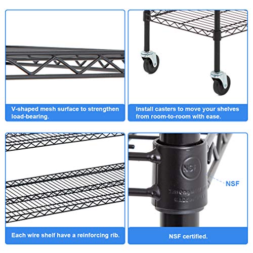 6 Tier Wire Shelf with Wheels