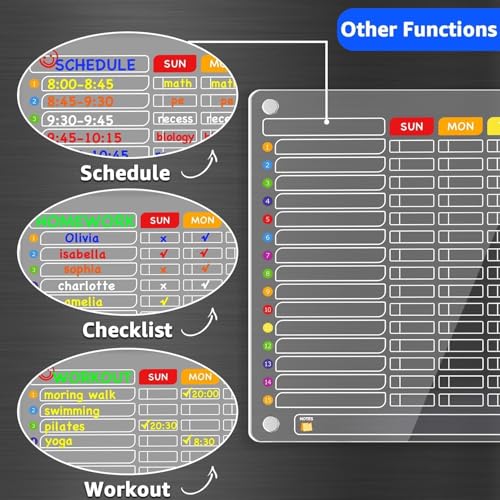 Acrylic Magnetic Chore Chart for Multiple Kids (13 Count)