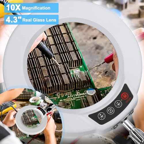 10X Magnifying Glass with Light and Clamp