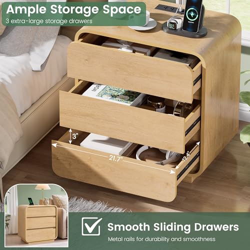 Natural Curved Nightstand Set of 2 (2 Count)