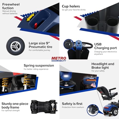 4 Wheel Electric MobilityScooter for Adults 330 lbs Blue