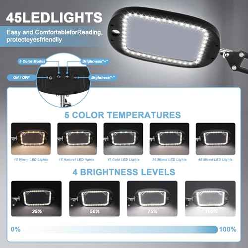 10X 30X Large Floor Magnifying Glass with Light and Stand