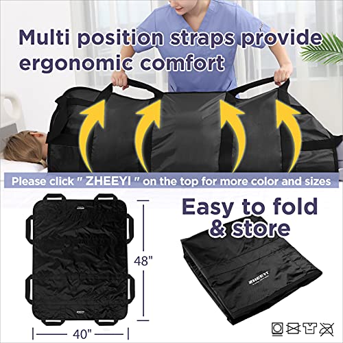 Bed Positioning Pad with Reinforced Handles 48" x 40" Lifting Turning Patient Sheet Transfer Blanket for Caregiver