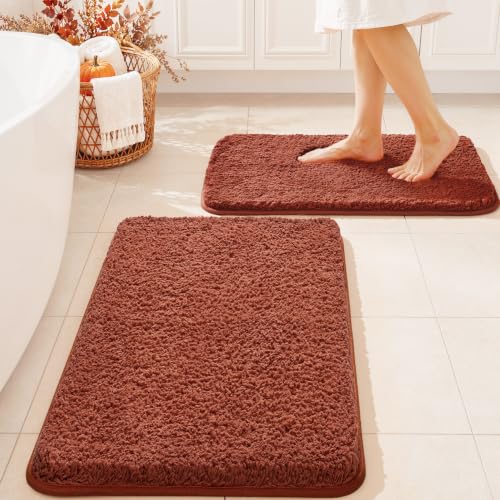 Fall Rust Large Bathroom Rugs Soft Microfiber Bath Mat 24x36 Inch