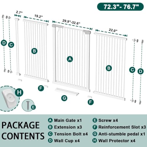 40.5" Extra Tall Baby Gates 72.3"