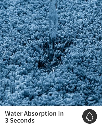 Blue Bathroom Rugs 60" × 24" Non Slip & Super Absorbent Extra Thick Soft