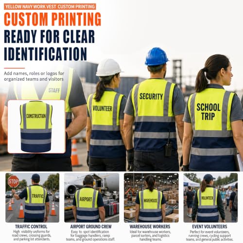 Personalized Small Yellow & Navy Reflective Safety Vest