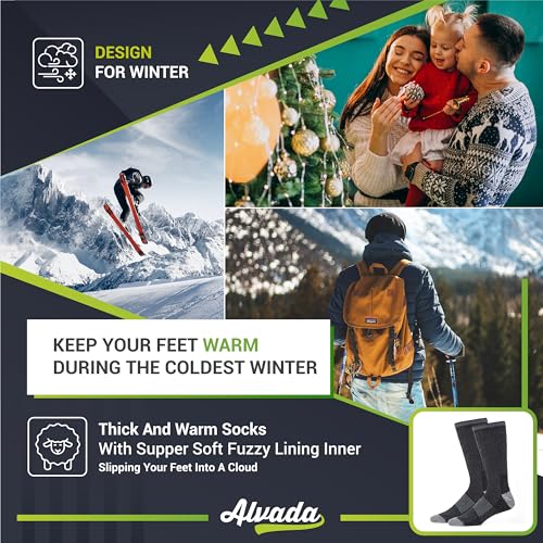 Warm Thermal Wool Socks for Winter Moisture Wicking and Breathable Cozy Boot Socks Charcoal ML