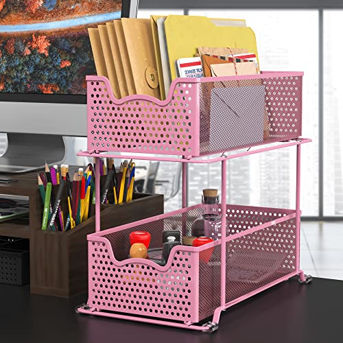 2 Tier Sliding Cabinet Basket Organizer Drawer (2 Count)