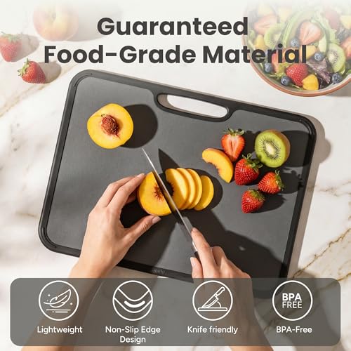 Plastic Cutting Board Set with Holder (3 Count)