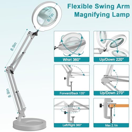 12X Magnifying Glass with Light and Stand
