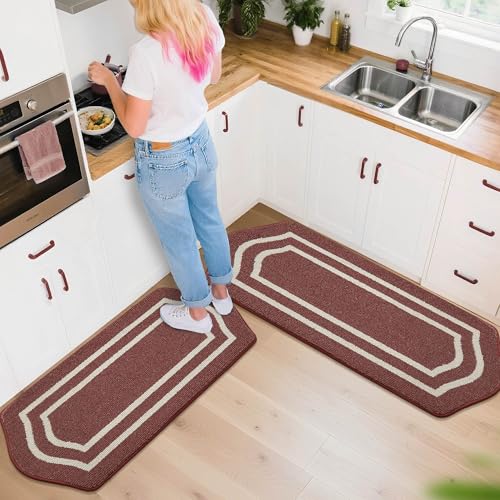 Long Kitchen Floor Mats and Rugs 2PCS Non Slip Washable