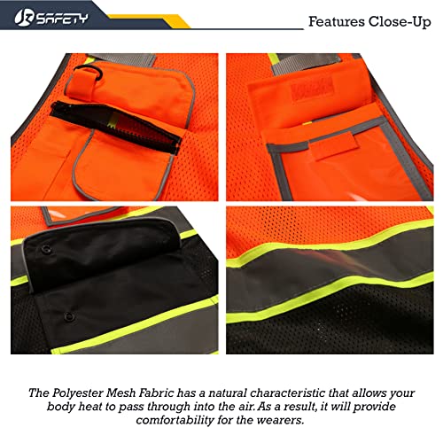 Safety Vest for Men Women Reflective Hi Vis JK100 OBlack L
