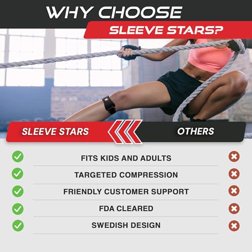 Patellar Tendon Support Strap Swedish Brand for Women & Men Effective Osgood Schlatter Knee Brace Youth & Kids with 3 Adjustable Length fits 12" (2 Count)