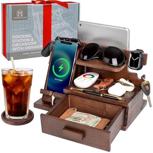 Wood Phone Docking Station with Drawer