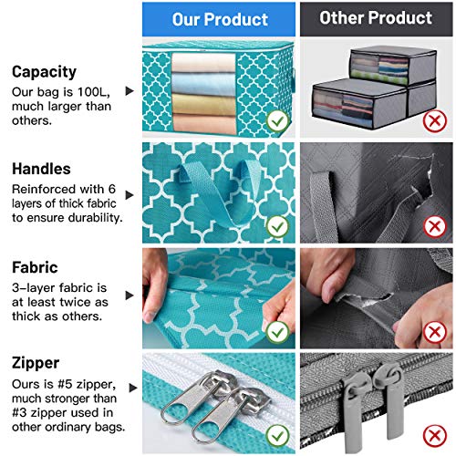 Storage Bags 100L 3Pack Clothes Organization and Storage Containers (3 Count)