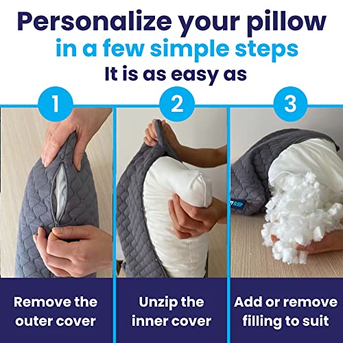Adjustable Curved Pillows for Neck and Shoulder Support with Extra Shredded Fill