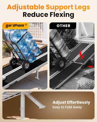 8FT Aluminum Ramp for Wheelchair for Home Steps with Support Legs